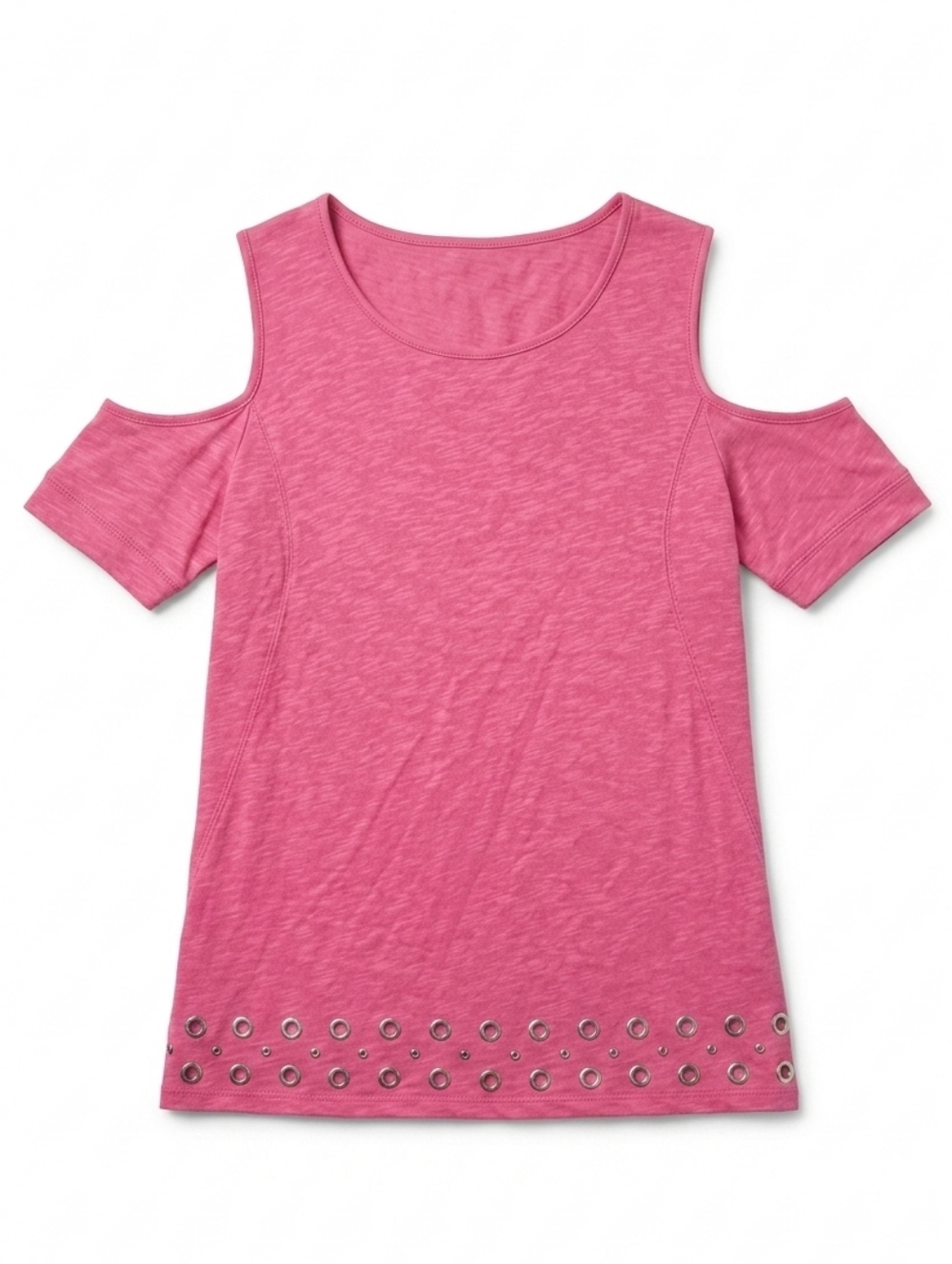 Michael Kors Pink Cold Shoulder Top with Grommet Hem